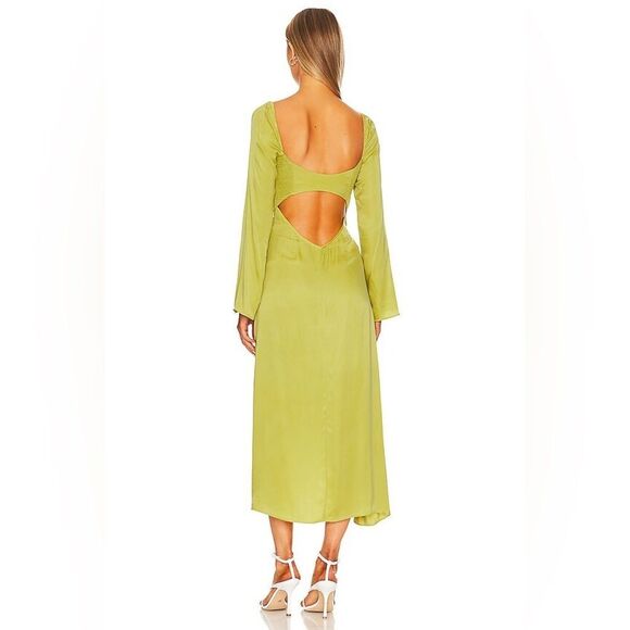 NWT For Love & Lemons Women's Allie Midi Dress in Green Size X-Small - Picture 3 of 8